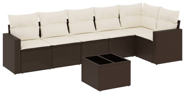 7dílná zahradní sedací souprava s poduškami hnědá polyratan 3218993