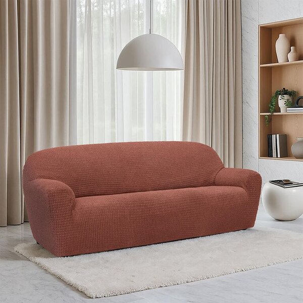 Super strečové potahy RUBINIA cihlová trojkřeslo (š. 180 - 230 cm)