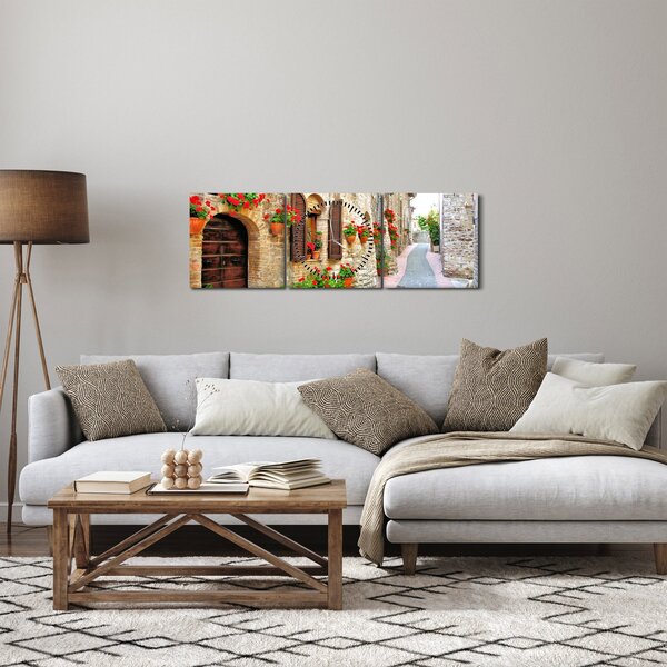Obraz - Malebná Italská ulička (s hodinami) (90x30 cm)