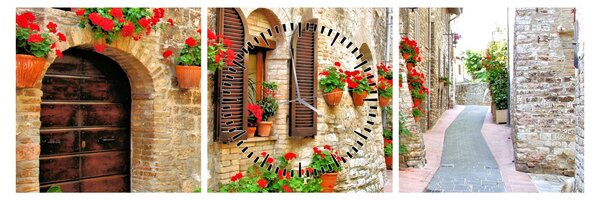 Obraz - Malebná Italská ulička (s hodinami) (90x30 cm)