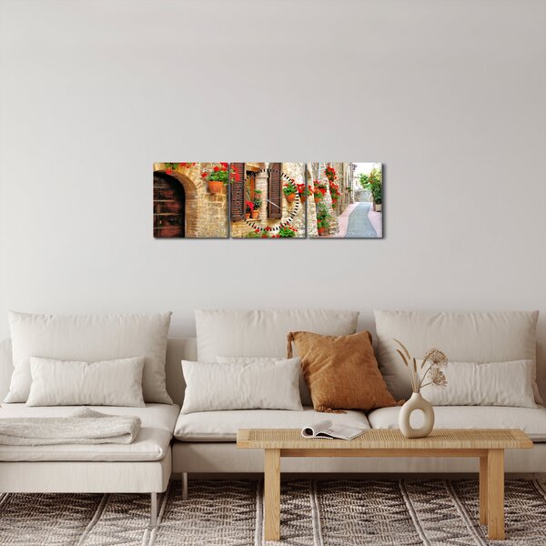 Obraz - Malebná Italská ulička (s hodinami) (90x30 cm)