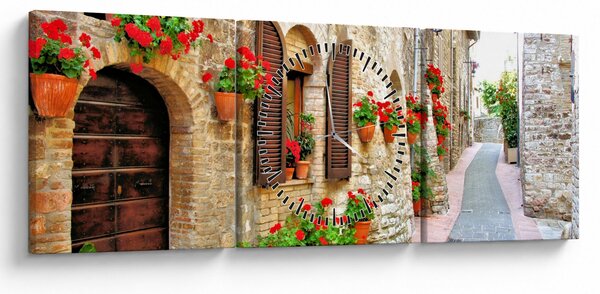 Obraz - Malebná Italská ulička (s hodinami) (90x30 cm)