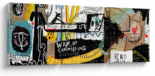 Obraz - Graffiti (s hodinami) (90x30 cm)