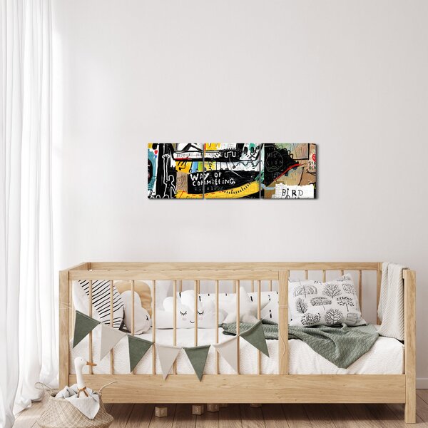 Obraz - Graffiti (s hodinami) (90x30 cm)