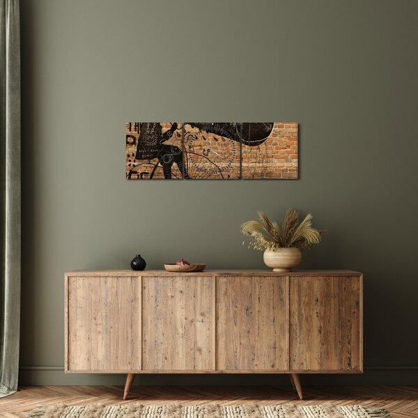 Obraz - Muž na kole v Banksyho stylu (s hodinami) (90x30 cm)