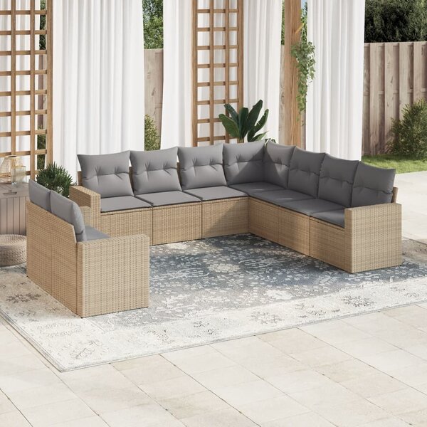 9dílná zahradní sedací souprava s poduškami béžová polyratan 3219139