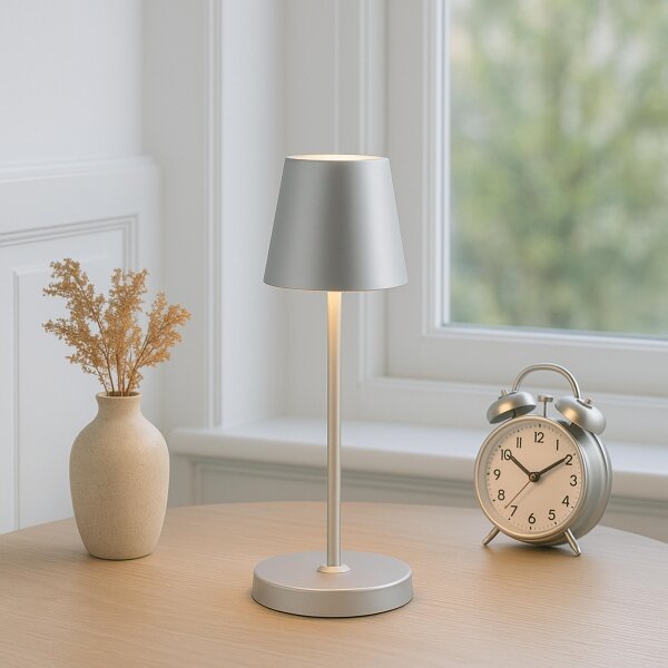 Brilliant - LED Stm nab dotyk stolní lampa ELORA LED/2,5W/5V 2700K IP44 stříbrná