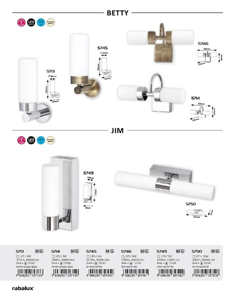 5750 LED Koupelnové zrcadlové osvětlení JIM 2xLED/5W/230V