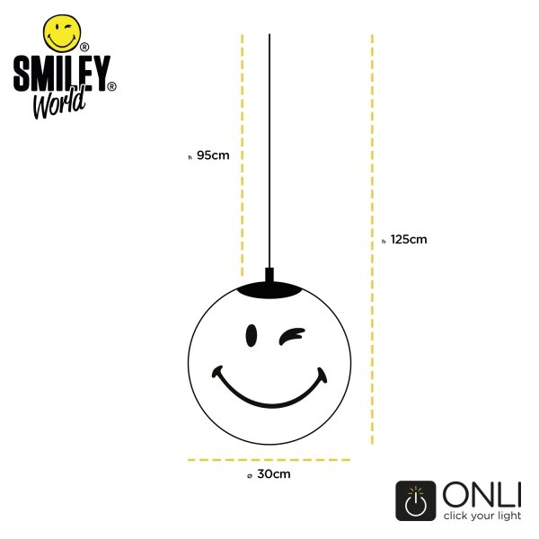 ONLI - Dětský lustr na lanku SMILEY 1xE27/15W/230V žlutá