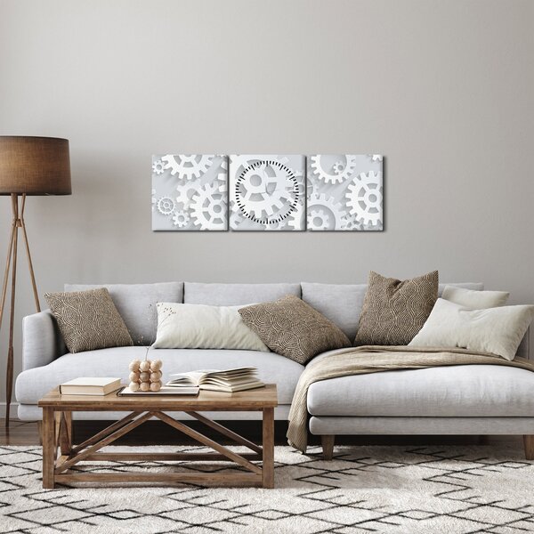 Obraz - Ozubená kolečka (s hodinami) (90x30 cm)