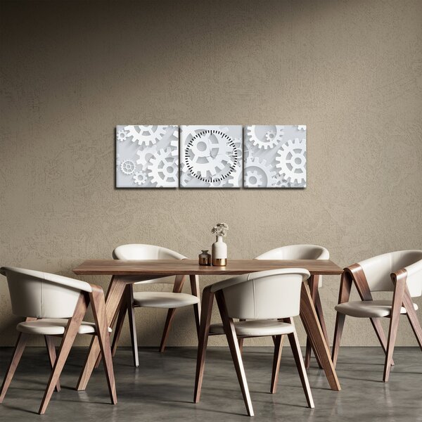 Obraz - Ozubená kolečka (s hodinami) (90x30 cm)