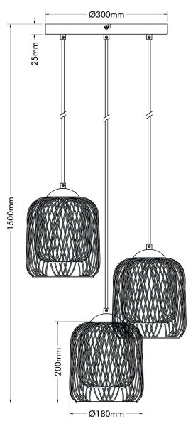 Globo 15965-3HR - Lustr na lanku DICHTI 3xE27/40W/230V
