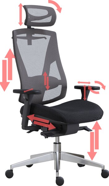 Mercury Ergonomická kancelářská židle OAMA ERGO šedá, pro vysoké postavy