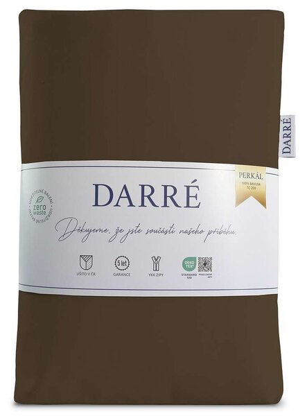 DARRÉ Perkálové bavlněné povlečení Jednobarevné - tmavě hnědé 2 Velikost: 140 x 200 + 70 x 90