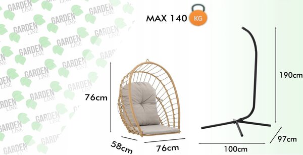 Závěsné houpací křeslo FAT0923 TERRA PREMIUM v hnědé barvě
