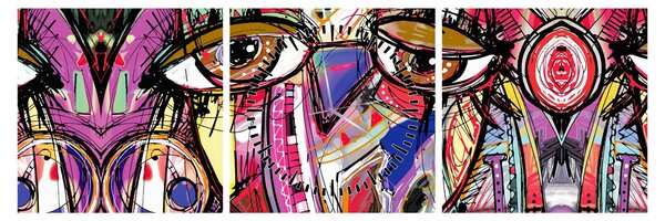 Obraz - Street art - sova (s hodinami) (90x30 cm)