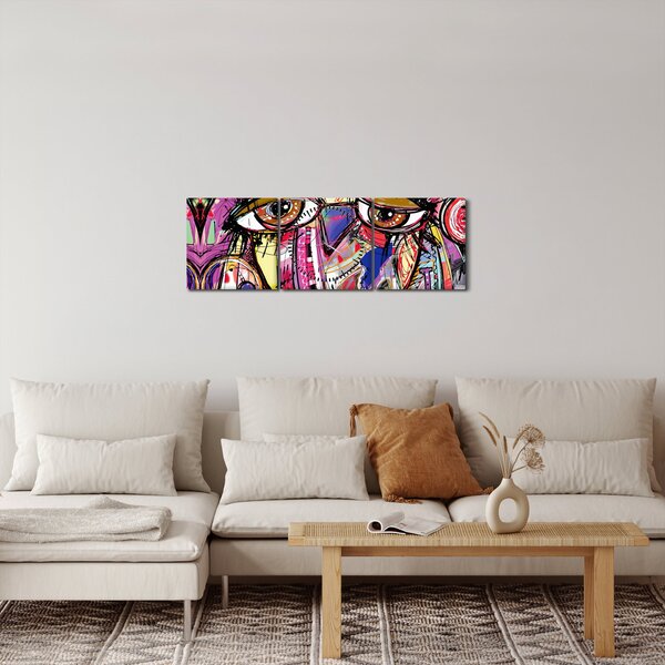Obraz - Street art - sova (s hodinami) (90x30 cm)