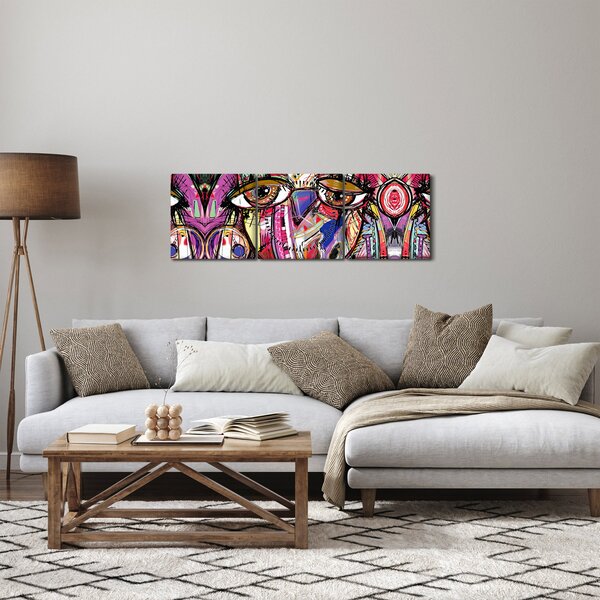 Obraz - Street art - sova (s hodinami) (90x30 cm)
