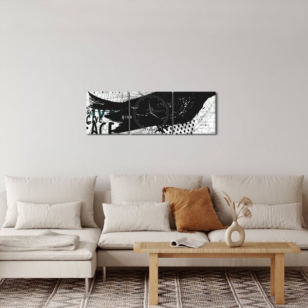 Obraz - Street art - bird (s hodinami) (90x30 cm)