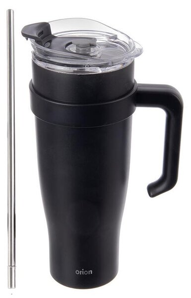 Nerezový termohrnek s brčkem TERMO 1,2 l, černý
