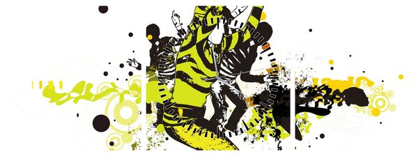 Obraz - Street dance (s hodinami) (90x30 cm)