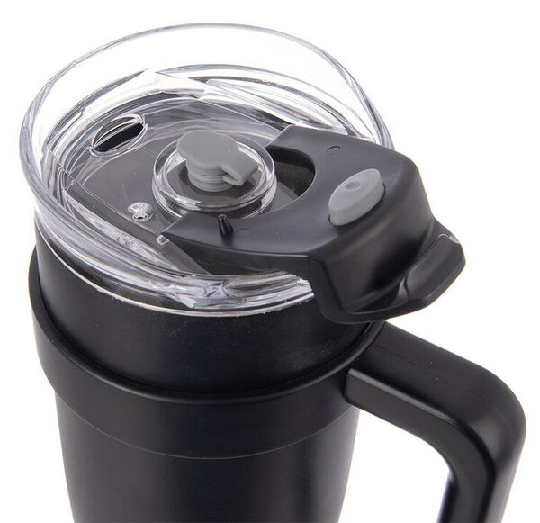 Nerezový termohrnek s brčkem TERMO 1,2 l, černý