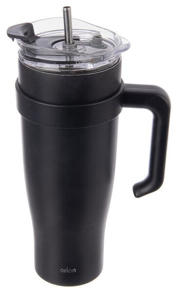 Nerezový termohrnek s brčkem TERMO 1,2 l, černý