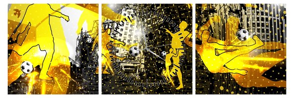 Obraz - Fotbal ve velkoměstě (s hodinami) (90x30 cm)