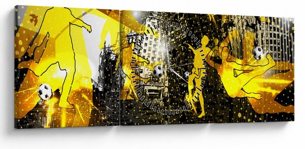 Obraz - Fotbal ve velkoměstě (s hodinami) (90x30 cm)