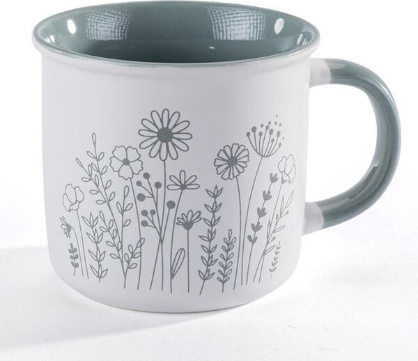 Porcelánový hrnek KVĚT zelený 400 ml