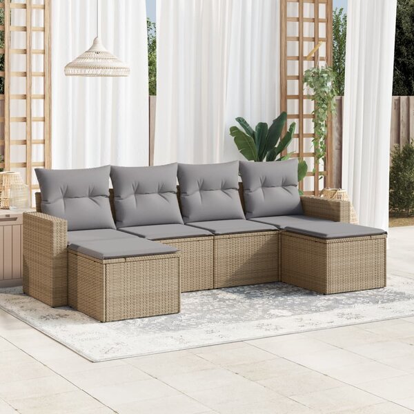 6dílná zahradní sedací souprava s poduškami béžová polyratan 3219309