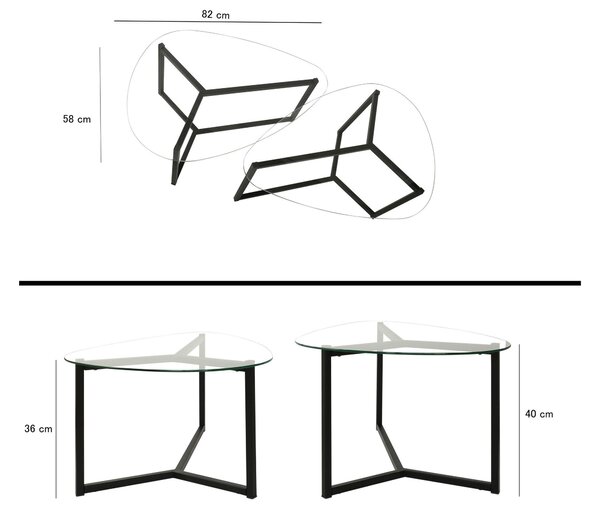 Set 2 ks konferenčních stolků Birma (matná černá)