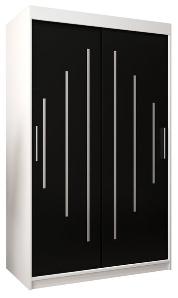 Šatní skříň s posuvnými dveřmi YORK - 120x200cm -Bílá-Černá-