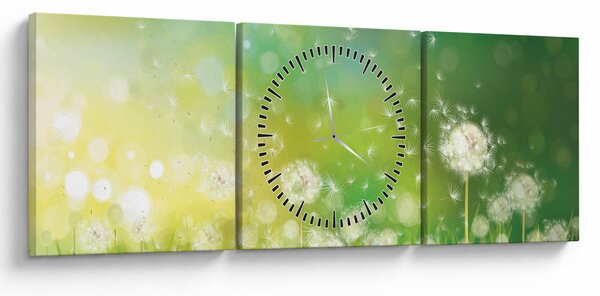Obraz - Odkvetlé pampelišky (s hodinami) (90x30 cm)