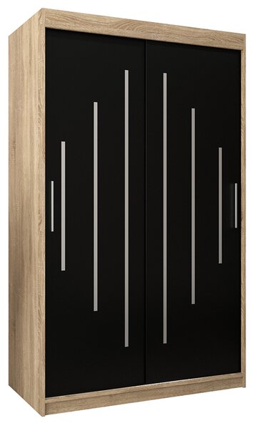 Šatní skříň s posuvnými dveřmi YORK - 120x200cm -Dub Sonoma-Černá-