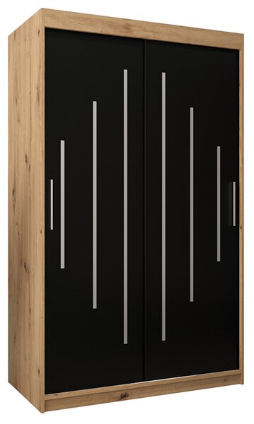 Šatní skříň s posuvnými dveřmi YORK - 120x200cm -Dub Artisan-Černá-