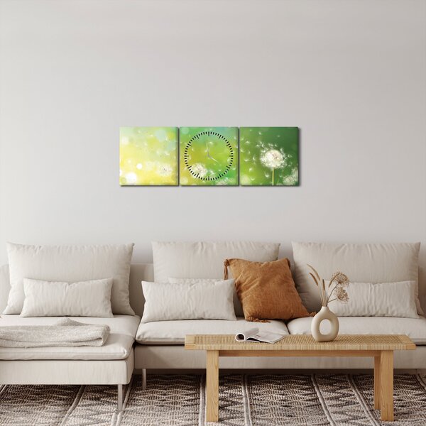Obraz - Odkvetlé pampelišky (s hodinami) (90x30 cm)