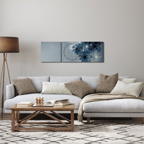 Obraz - Něžné květy (s hodinami) (90x30 cm)