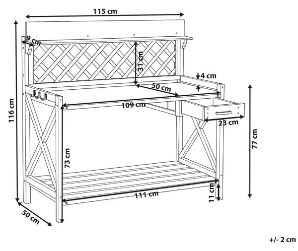 Přesazovací stolek SPERLINGA Borovicové dřevo 116 cm 115 cm Světle hnědá