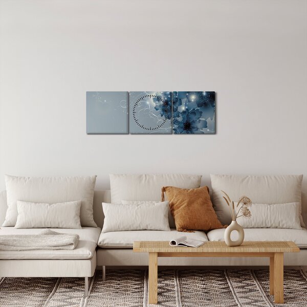 Obraz - Něžné květy (s hodinami) (90x30 cm)