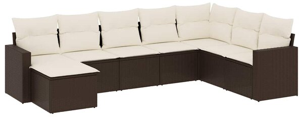8dílná zahradní sedací souprava s poduškami hnědá polyratan 3219353
