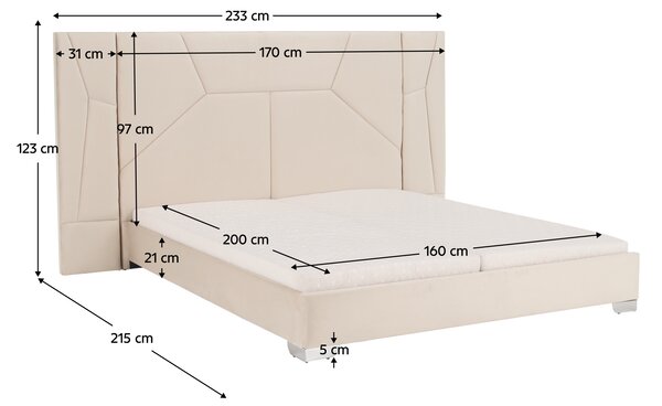 Manželská postel 160 cm Afectado 1 (béžová) (s roštem) (s LED RGB osvětlením)