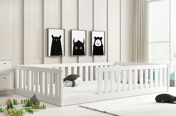 Dětská Montessori postel z masivu borovice BELLA 200x120 cm - bílá
