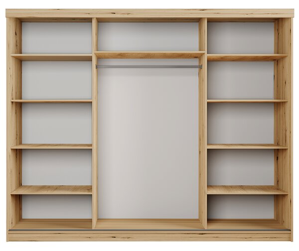 Šatní skříň PALMA se zrcadlem | 250 cm | artisan