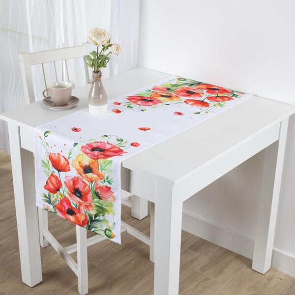 Běhoun s potiskem ČERVENÉ VLČÍ MÁKY 40 x 110 cm