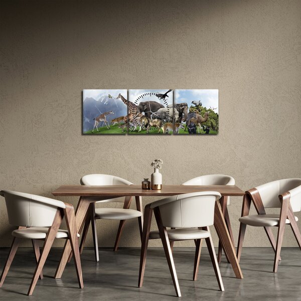 Obraz - Zvířátka na ostrově (s hodinami) (90x30 cm)