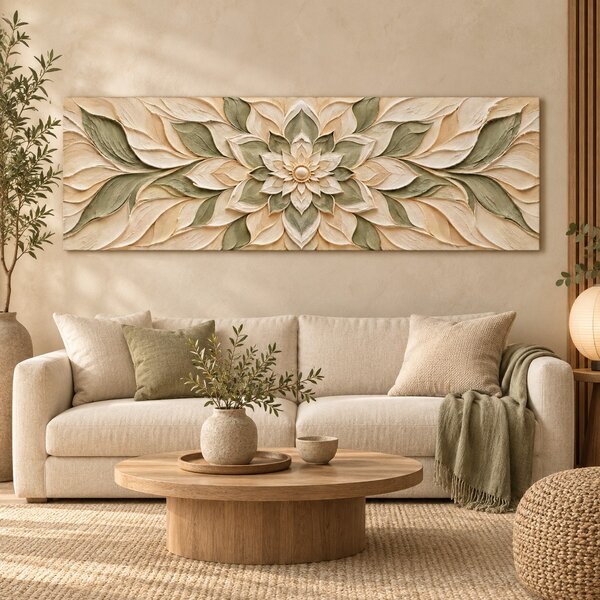Obraz na plátně - Mandala Rovnovážné objetí FeelHappy.cz Rozměr obrazu (Šířka x Výška): 60 x 20 cm