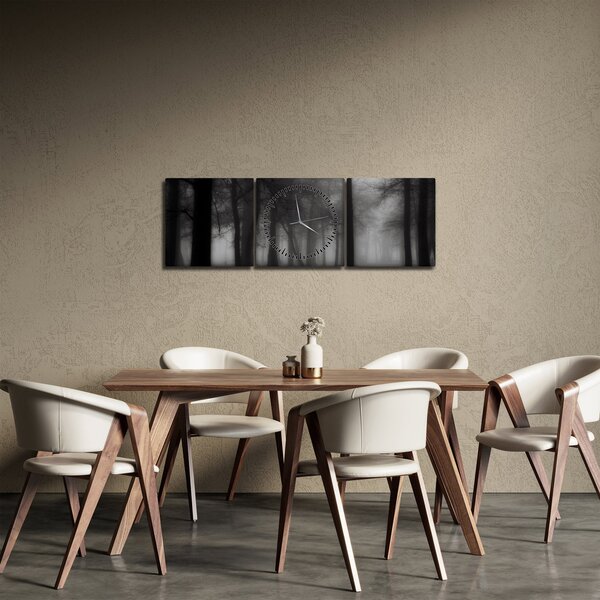 Obraz - Les v mlze (s hodinami) (90x30 cm)