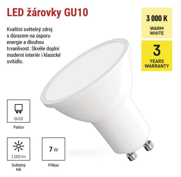 EMOS LED žárovka Classic MR16 bílá / GU10 / 7 W (72 W) / 1000 lm / teplá bílá 1525730238