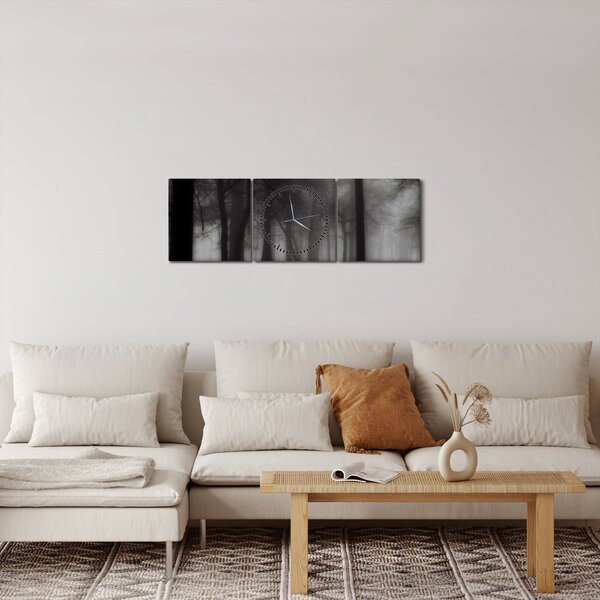 Obraz - Les v mlze (s hodinami) (90x30 cm)